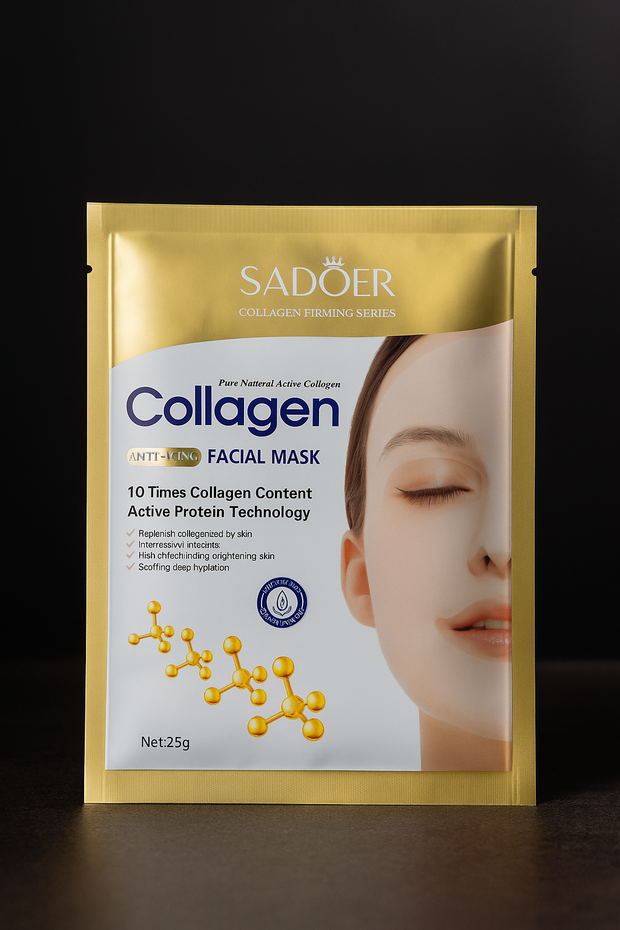 Masque facial anti-rides au collagène hydratant et raffermissant pour une peau lumineuse et lisse