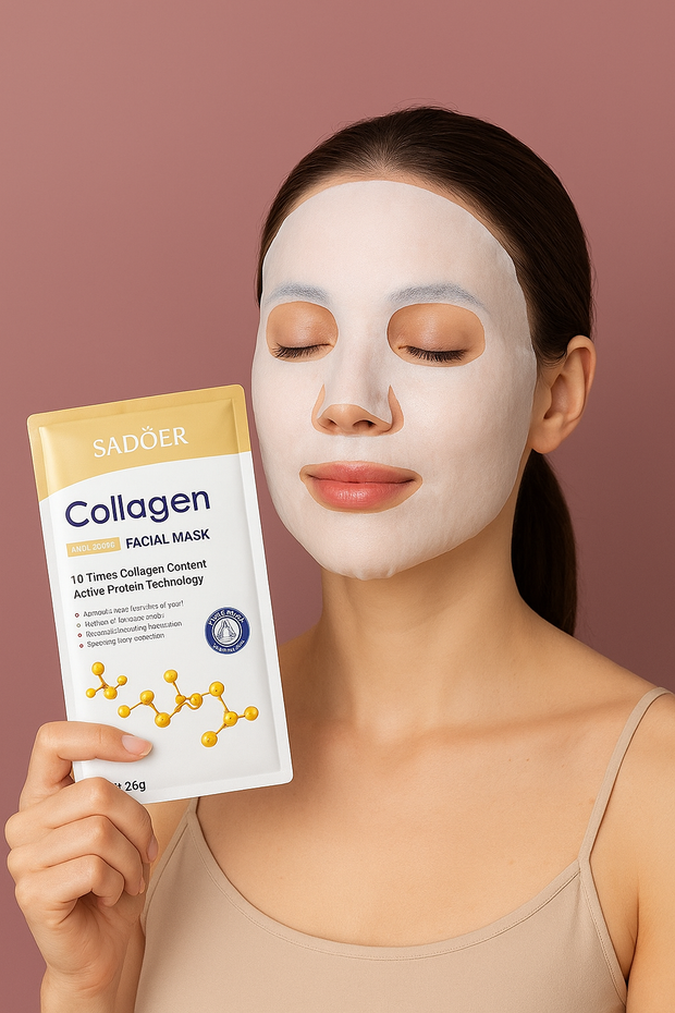 Masque facial anti-rides au collagène hydratant pour peau éclatante et jeunesse