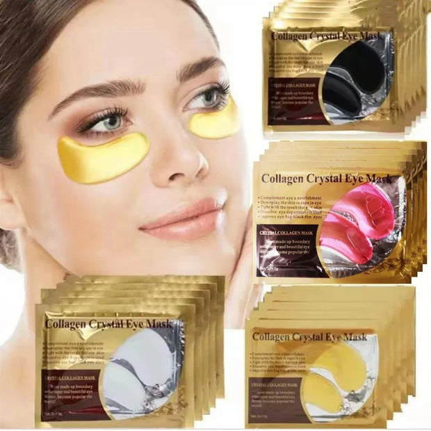 Gold Collagen Crystal Eye Mask set with anti-aging and moisturizing patches under eyes