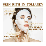 Woman applying collagen anti wrinkle facial mask for moisturizing and anti-aging skin care