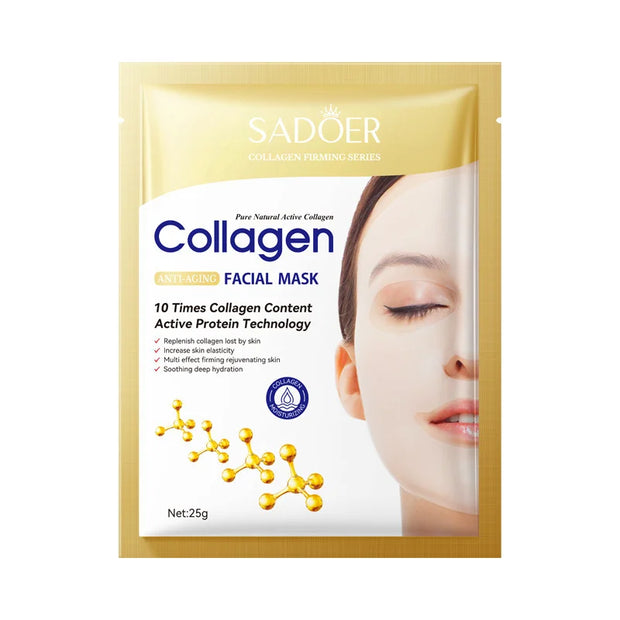 Collagen Anti Wrinkle Facial Mask for anti-aging, moisturizing, and skin brightening with hyaluronic acid.
